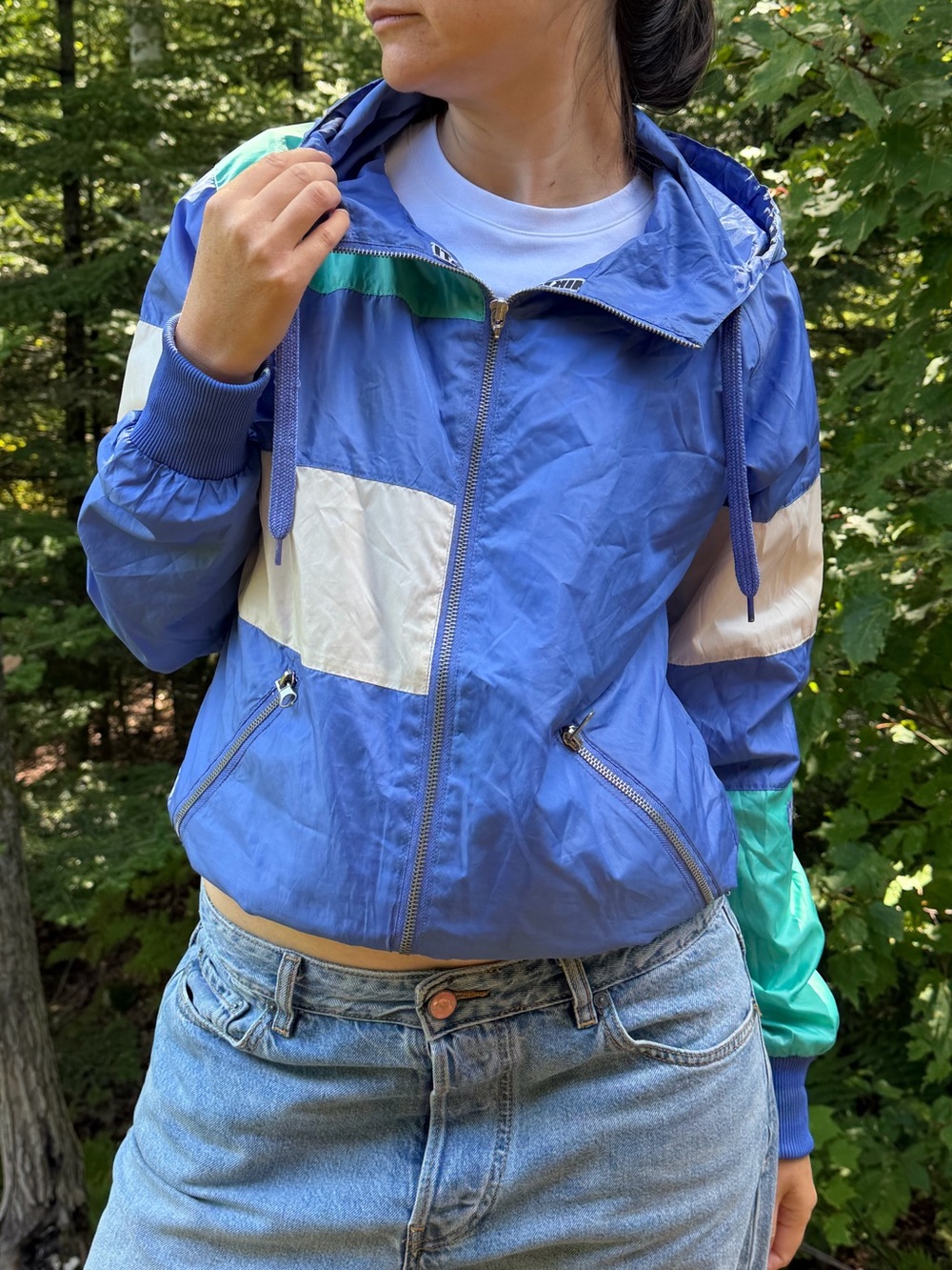Nikita retro Colorblock Windbreaker – Blue/White/Mint – Size S